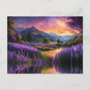 Lila Mountain Valley Sunrise Vykort