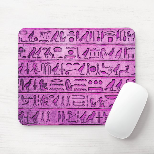 Lila Mouse Pad för antika egyptiska hieroglyfer Musmatta (Med mus)