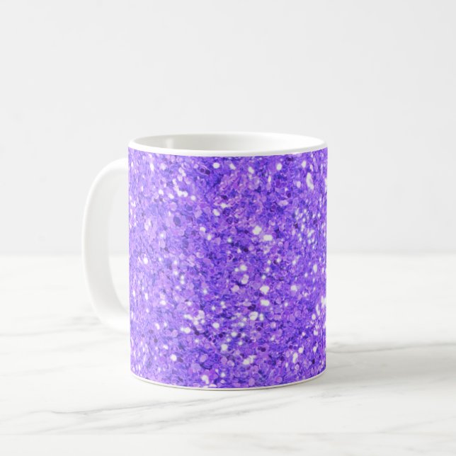 Lila mousserande glitter mönster kaffe mugg (Framsida vänster)