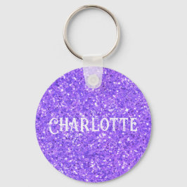Lila mousserande nyckelkedjan glitter mönster nyckelring