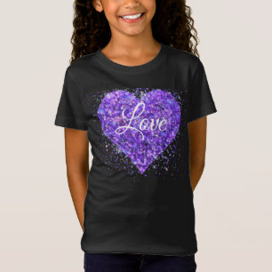 Lila mousserande sekvenser, kärlek graffiti valent t shirt