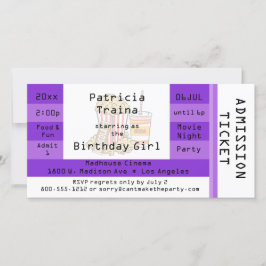 Lila Movie Night Party-anslutningen Biljett Inbjud