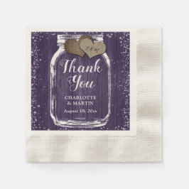 Lila Murbrukskrukor Rustik Trä Tack Bröllop Pappersservett