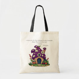 Lila Mushroom House Aurelius Positivity Quote Tygkasse