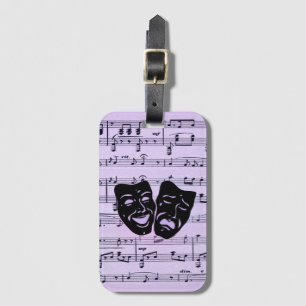 Lila Music och teatermasker Bagagebricka
