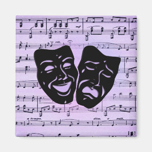 Lila Music och teatermasker Magnet