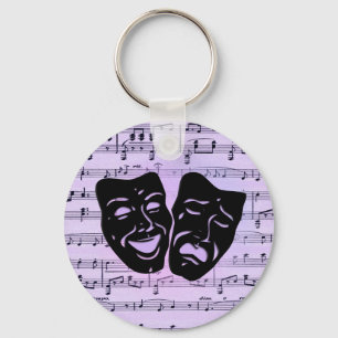 Lila Music och teatermasker Nyckelring