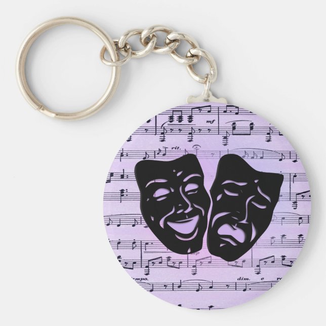 Lila Music och teatermasker Nyckelring (Framsidan)