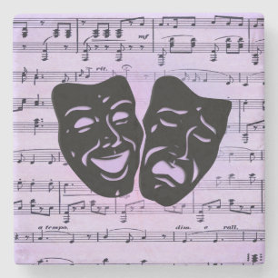 Lila Music och teatermasker Stenunderlägg