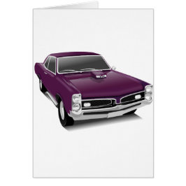 Lila muskelbil hälsningskort
