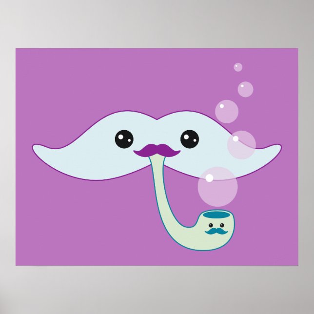 Lila Mustache Poster (Framsidan)