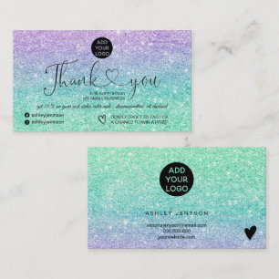 Lila mynta glitter logotyp tack visitkort