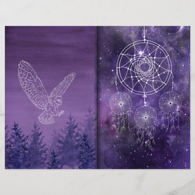Lila Mystic Dreamcatcher Scrapbook Papper (Framsida)