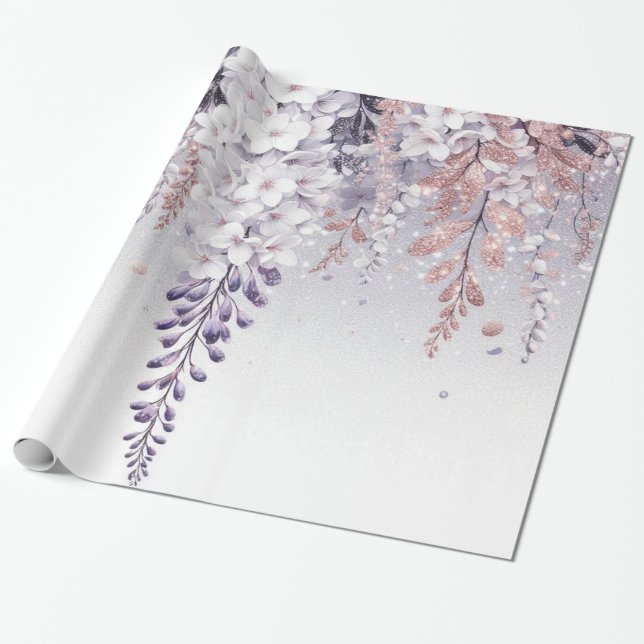 Lila Mystical Wisteria Drift Presentpapper (Utrullad)