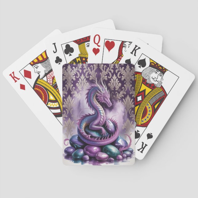 Lila Mystisk Drakgotik Casinokort (Baksidan)