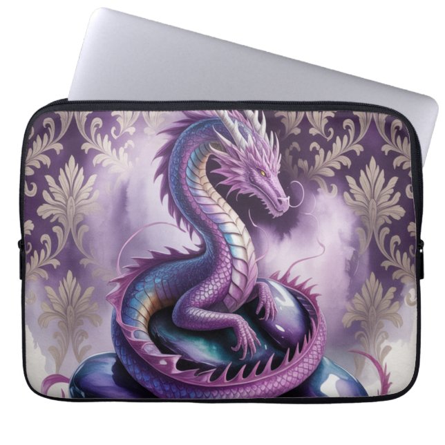 Lila Mystisk Drakgotik Laptop Fodral (Framsidan)