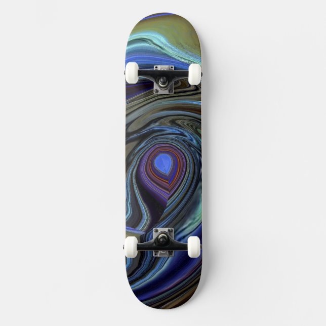 Lila N Guld Feather Abstrakt Skateboard Bräda 20,5 Cm (Framsida)