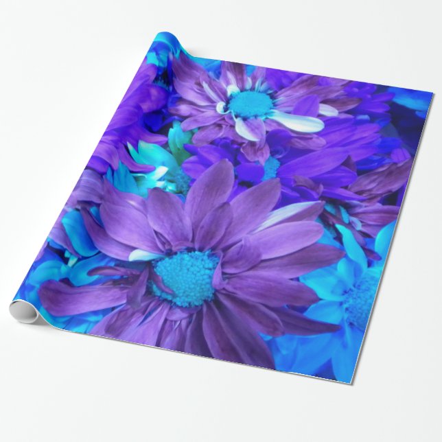 Lila N Turcos Daisy Bouquet Wrapping Papper Presentpapper (Utrullad)