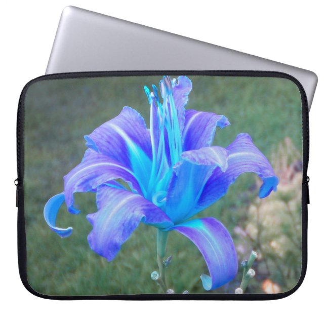 Lila N Turquiose Lily Laptop sleeve (Framsidan)