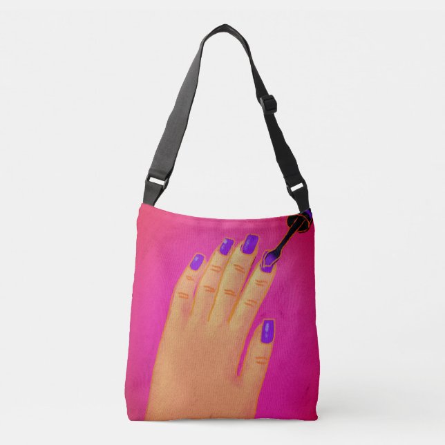 Lila Naglar Nagel Tech Tote Bag Axelväska (Framsida)