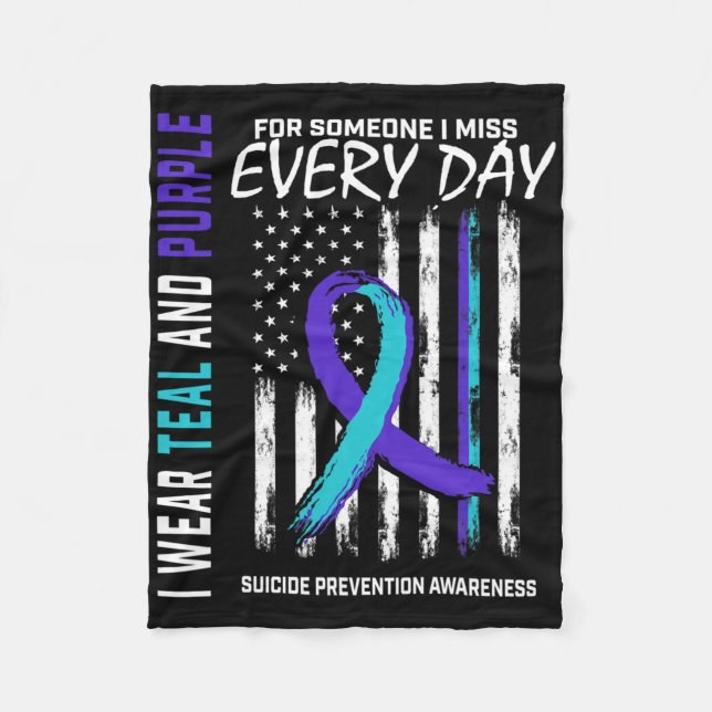 Lila någon jag saknar Suicide Awareness Ameri Fleecefilt (Framsidan)