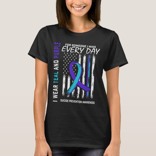 Lila någon jag saknar Suicide Awareness Ameri T Shirt (Framsida)