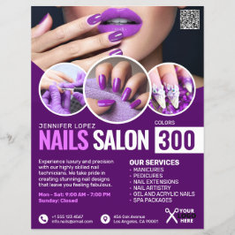 Lila Nail Salon-flygare Reklamblad