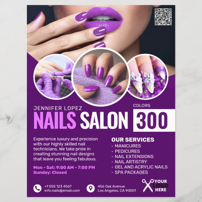 Lila Nail Salon-flygare Reklamblad (Framsidan)