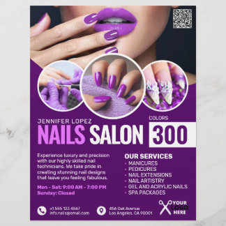 Lila Nail Salon-flygare Reklamblad