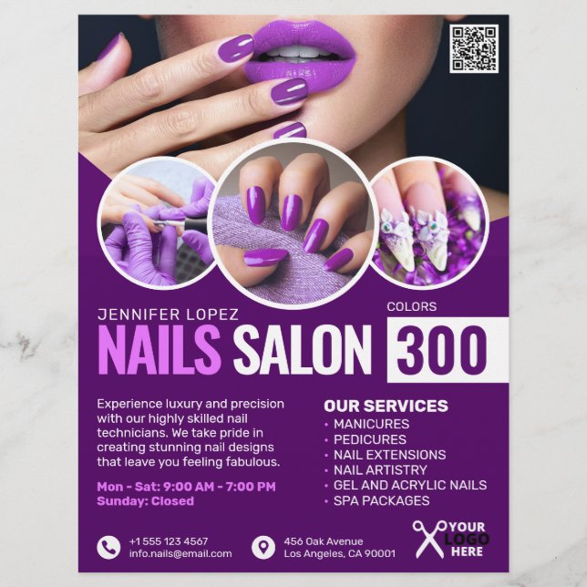 Lila Nail Salon-flygare Reklamblad (Framsidan)
