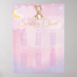 Lila Nalle Flickans babyskor Sittdiagram Poster