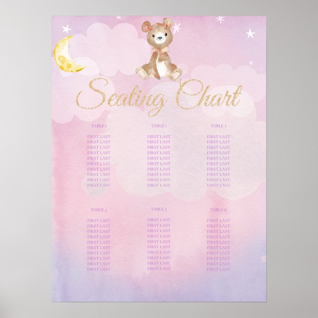 Lila Nalle Flickans babyskor Sittdiagram Poster (Framsidan)