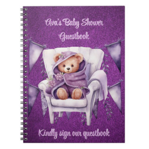 Lila Nalle Girl Baby Shower Guestbook Anteckningsbok