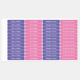 Lila namn-etiketter för daghem i skolläger klistermärke