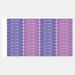 Lila namn-etiketter för daghem i skolläger klistermärke