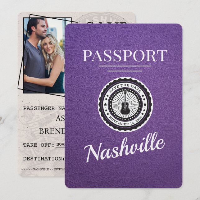 Lila Nashville Passport Spara datum Datumet (Fram/baksida)