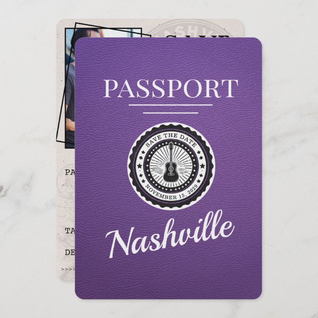 Lila Nashville Passport Spara datum Spara Datumet (Fram/baksida)