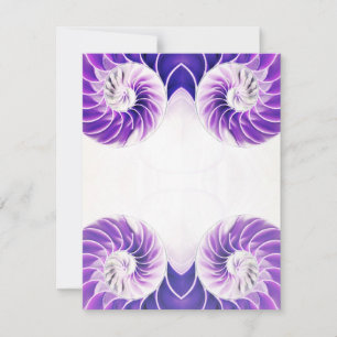 Lila Nautilus Snäcka Fibonacci Spiral Julkort