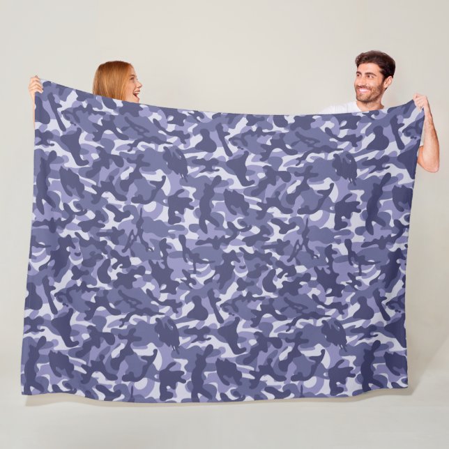 Lila Navy Camouflage Fleecefilt (På plats)