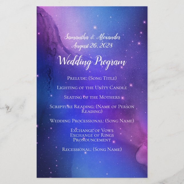 Lila Nebula Celestial Art Rymden Bröllop (Framsida)