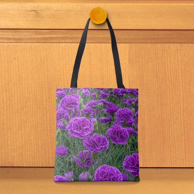 Lila Nejlikor Toteväska Tygkasse (Tote bag with purple carnations)