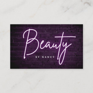 Lila Neon Beauty on Brick Wall Visitkort