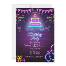 LILA NEON GLOW IN MÖRK FÖDELSEDAGSFEST