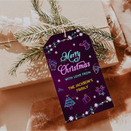 Lila neon modern jul firande julfest presentetikett