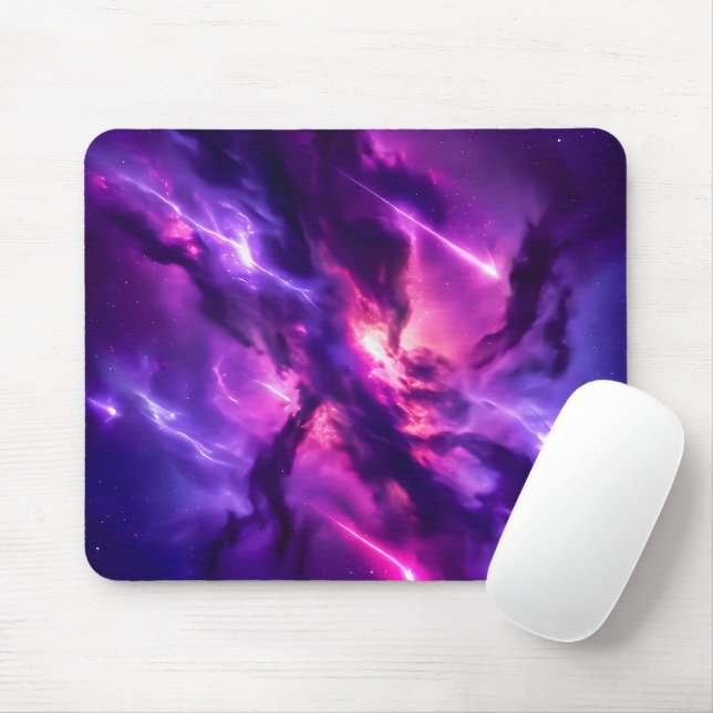 Lila Neon Nebulosa Spelares Utrymme Setup Musmatta (Med mus)