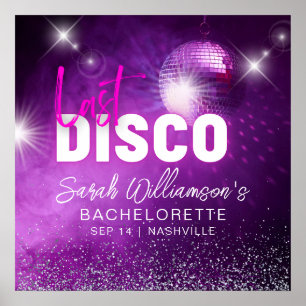 Lila Neon Rosa Sista Disco Möhippa Fest Poster