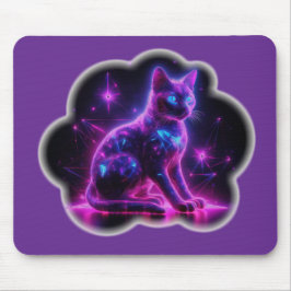 Lila neon siamesisk katt med blå ögon & stjärnexpl musmatta