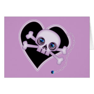Lila Neon Skull Hälsningskort