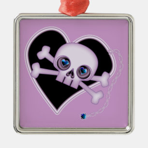 Lila Neon Skull Julgransprydnad Metall