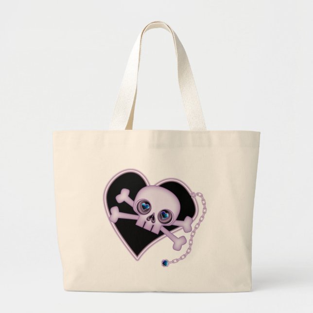 Lila Neon Skull Jumbo Tygkasse (Framsidan)